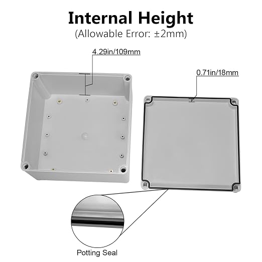 LeMotech Waterproof Dustproof IP67 Junction Box DIY Case Enclosure Gray 7.9 x - Image 4