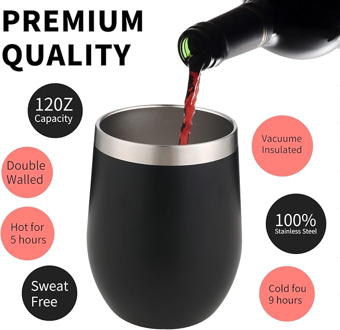 12oz/4 Pack Wine Tumbler Glasses - Image 3
