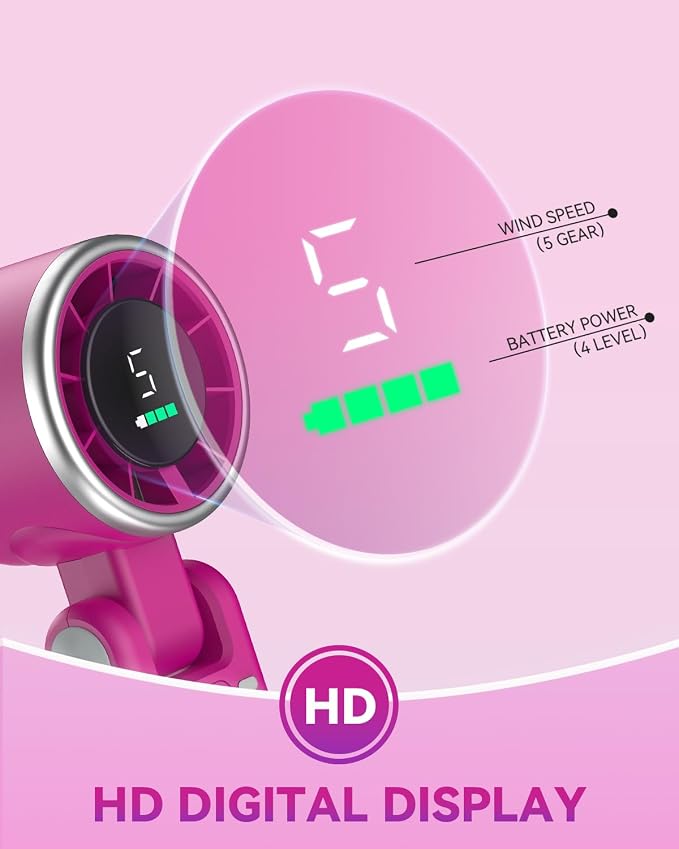 PlayHot Portable Handheld Turbo Fan, 5-Speed Personal Fans, 5000mAh - Image 7