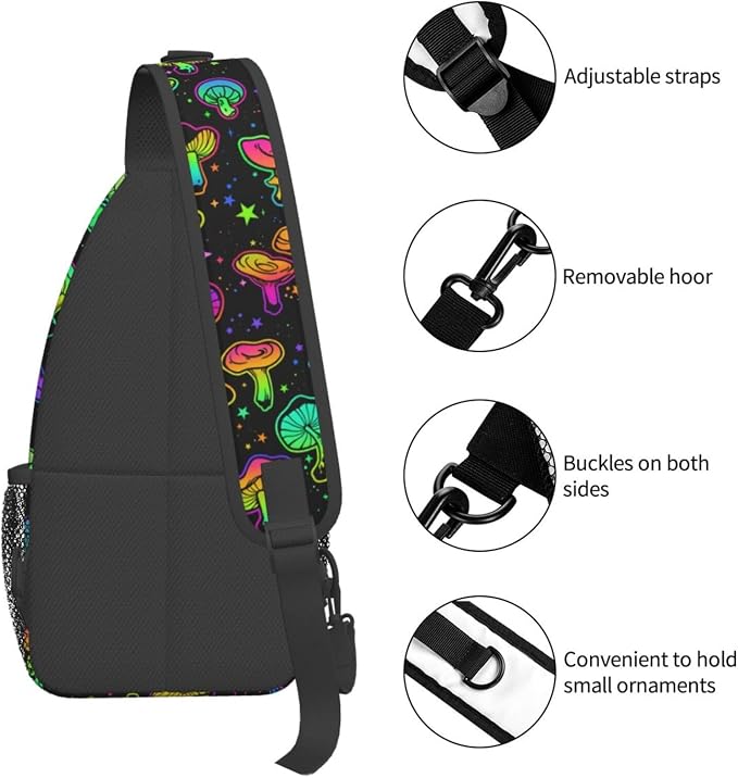 Magic Mushrooms Sling Bag For Women Men Fashion Mushroom Backpack Crossbody - Image 5