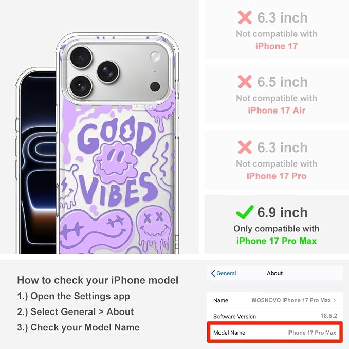 MOSNOVO for iPhone 17 Pro Max Case | Military Grade 6.6ft Drop Tested | Camera - Image 2