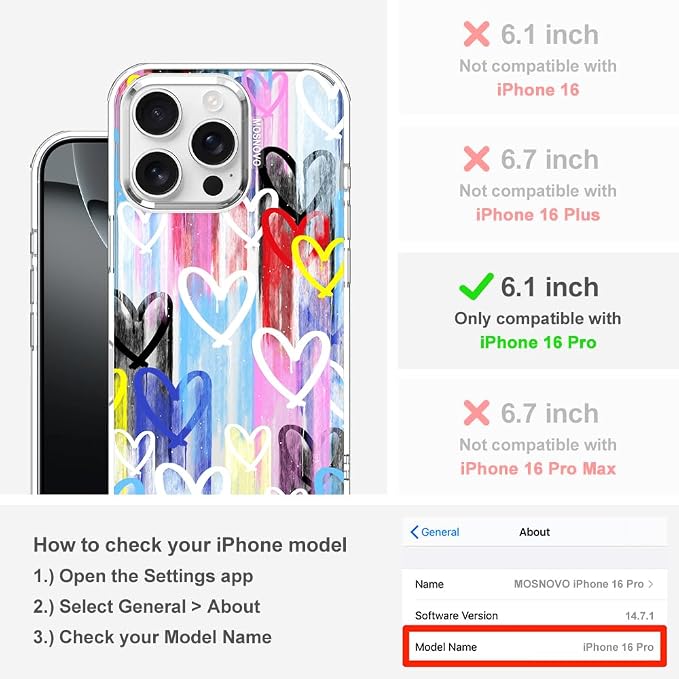 MOSNOVO for iPhone 16 Pro Case, Shockproof Military-Grade Protection 6.6ft Drop - Image 2