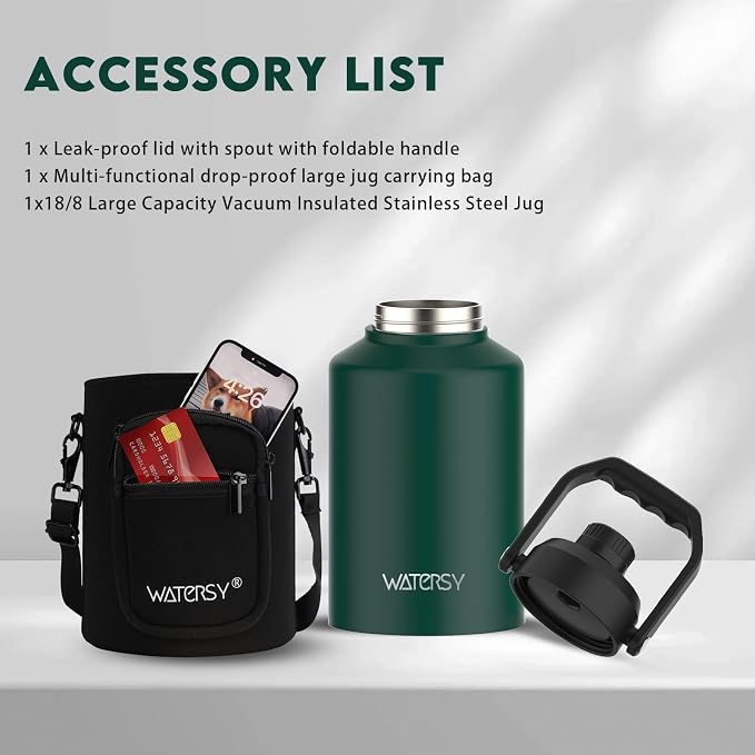 WATERSY Half Gallon Water Bottle Insulated, BPA Free&Leak Proof, 64oz Stainless - Image 6