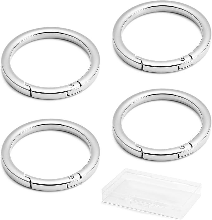DEVPSISR 4pcs Flat Trigger Spring O Rings, Metal Keychain Ring Round Carabiner - Image 3