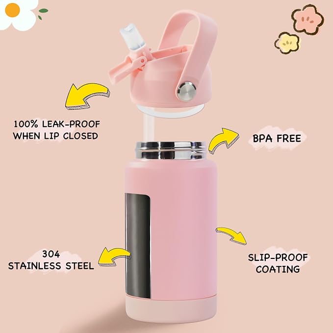 Kerilyn 12oz Kids Water Bottle 2 Pack, Stainless Steel Insulated Water Bottle - Image 2