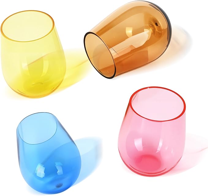 Lily's Home Unbreakable Poolside Acrylic Stemless Wine Glasses and Water by LilysHome
