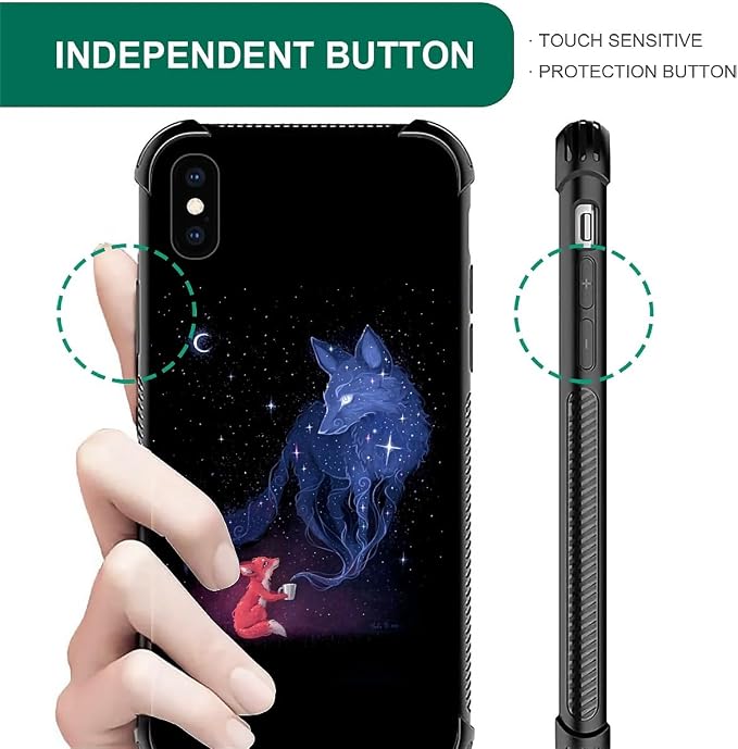 for iPhone Xs Max Case, Galaxy Fox Wolf Pattern Graphic Design Girl Boy Soft - Image 6