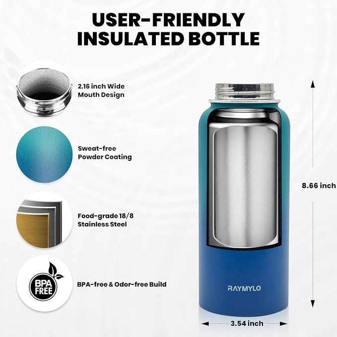 RAYMYLO Insulated Water Bottle 32 oz, Triple Wall Vacuum Stainless Steel - Image 5