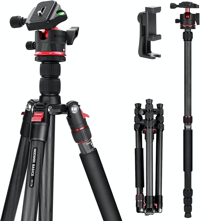 NEEWER Basics Carbon Fiber Travel Tripod Monopod, Arca Type Ball Head, Max Load by Neewer