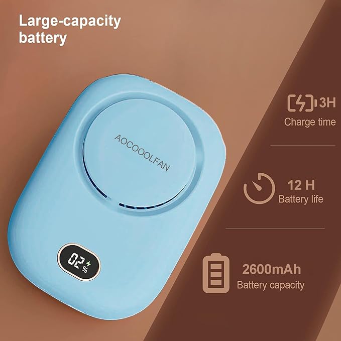 AOCOOLFAN Portable Neck Fan, Mini Small Personal Handheld Fan USB Rechargeable - Image 3