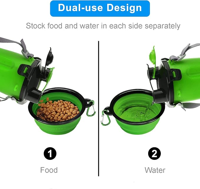 Dog Travel Water Bottle Collapsible Bowls, 2 in 1 Pet Food Container - Image 3