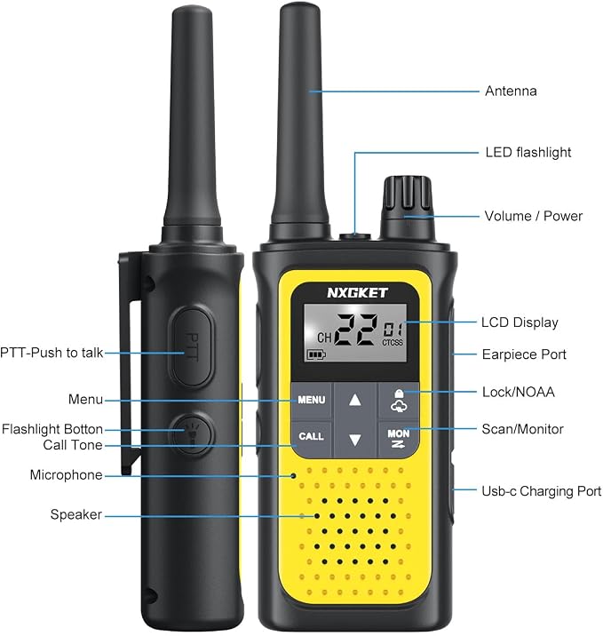 NXGKET Walkie Talkies for Adults Long Rang NOAA Weather Alerts, Rechargeable - Image 7