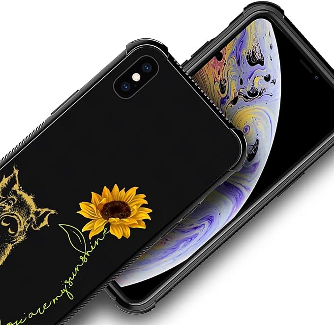 for iPhone X/Xs Case, Pig Sunflower Yellow Sunshine Pattern Made of Soft - Image 5