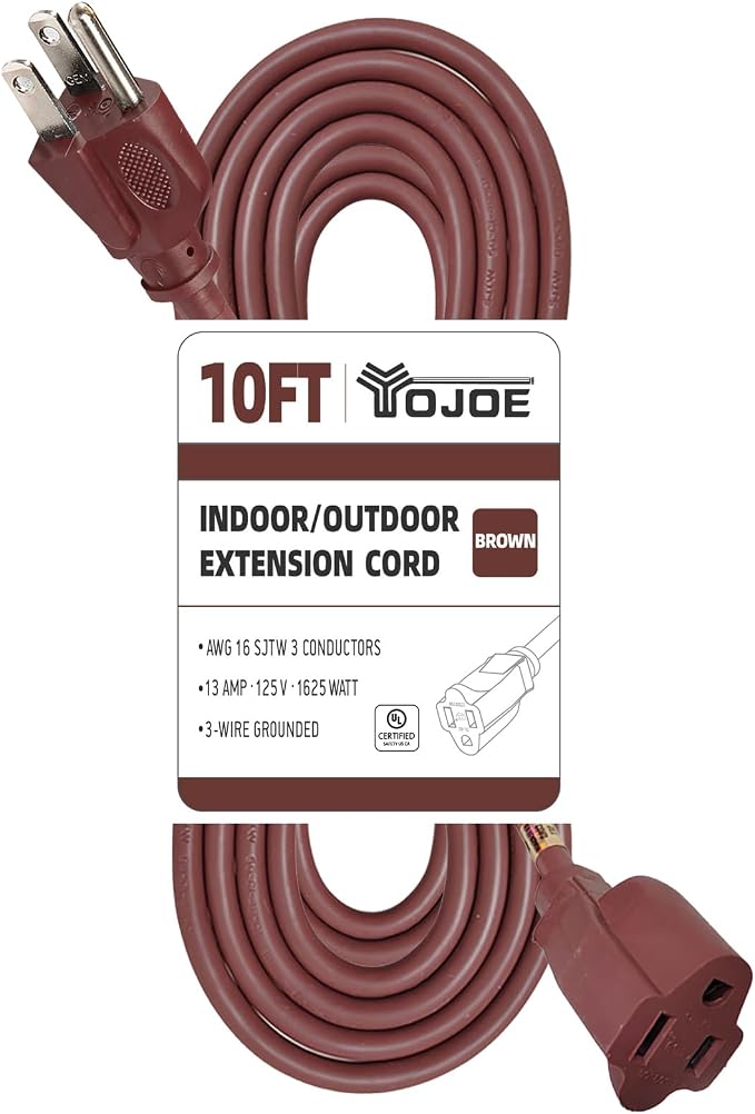 YOJOE Indoor Outdoor Extension Cord, 3 Prong 13A Weatherproof Power Cord by YOJOE
