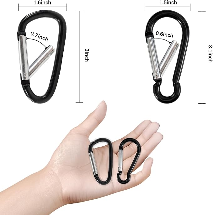 10 Pack 3 Inch Carabiner Light Duty, Aluminum Black Carabiner Clip, D Ring - Image 7