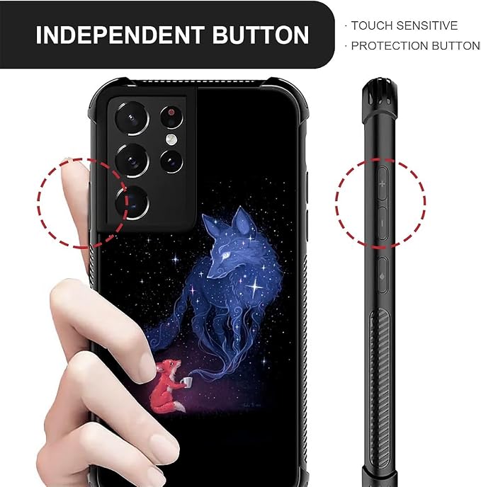 for Samsung Galaxy S21 Ultra Case, Galaxy Fox Wolf Pattern Graphic Design Girl - Image 4