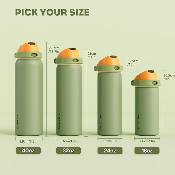 POWCAN 18 oz Metal Sports Water Bottle: 2-in-1 Push-Button Spout & Quick-Flip - Image 8
