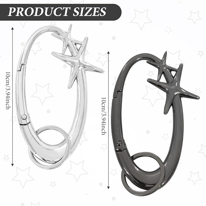 2PCS Star Carabiner, Shiny Y2K Cute Carabiner, Simple Alloy Material, Suitable - Image 2