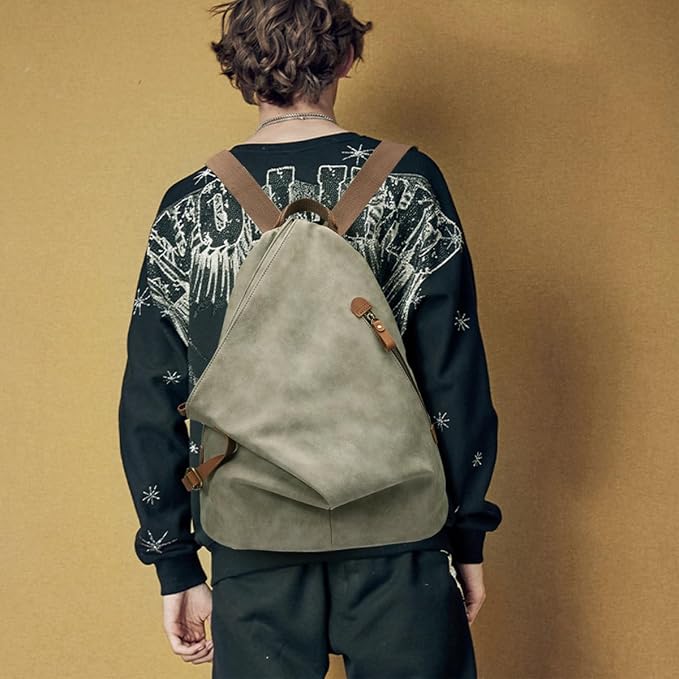 KL928 PU Leather Vintage Backpack – Large Casual Daypack Outdoor Travel - Image 8