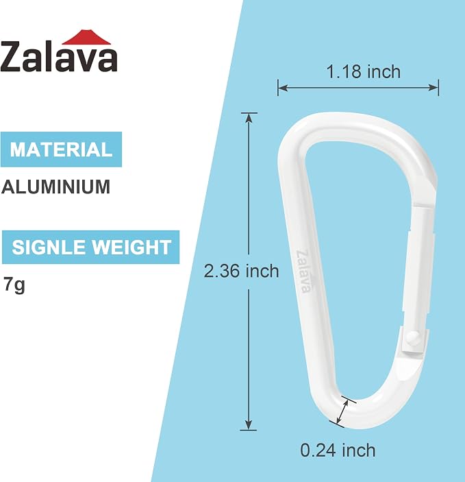 6PCS Carabiner Keychain, 2 inch Aluminum D-Clip Caribeener - Image 2