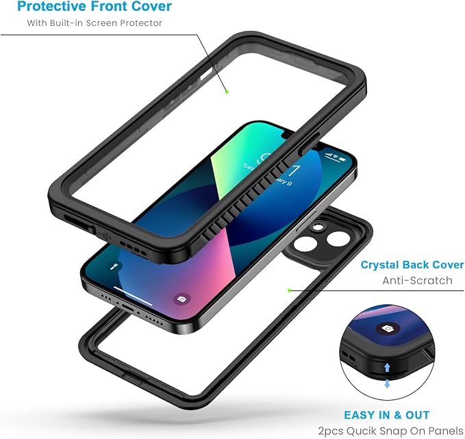 Lanhiem for iPhone 13 Case, IP68 Waterproof Dustproof Shockproof Cases - Image 3
