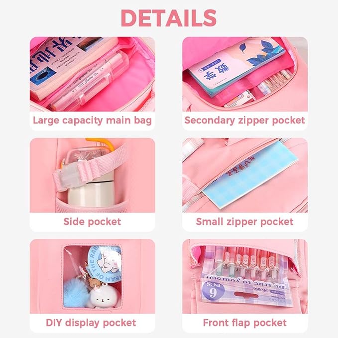 Cute Backpack for Teen Girls Kids Kawaii Bookbag Elementary Middle School - Image 6