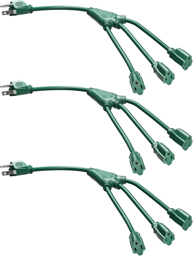 DEWENWILS Extension Cord Splitter 1 to 3, 16/3 Heavy Duty SJTW Wire, 3 Prong by DEWENWILS