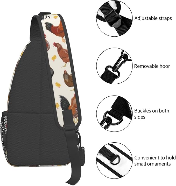 Funny Rooster Print Crossbody Sling Bags - Image 4