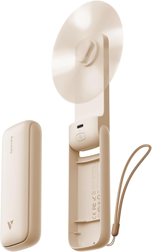 Aecooly Slim Portable Fan 2 Pack, Thin Handheld Fan, USB Rechargeable Mini by Aecooly
