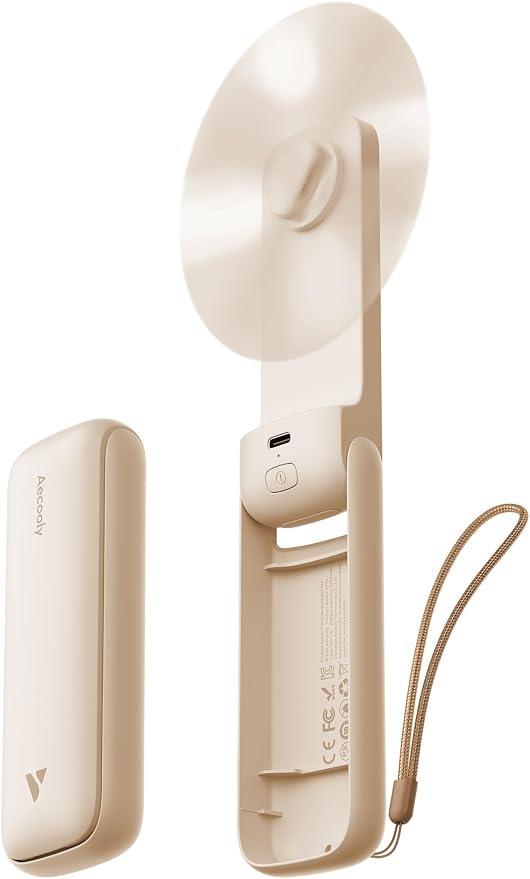 Aecooly Slim Portable Fan, Thin Handheld Fan, USB Rechargeable Mini Personal by Aecooly