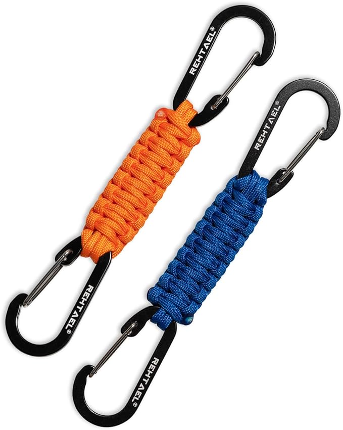 Paracord Braided Carabiner Keychain Lanyard Strap, Hanger Stroller Hook w/2 by REHTAEL