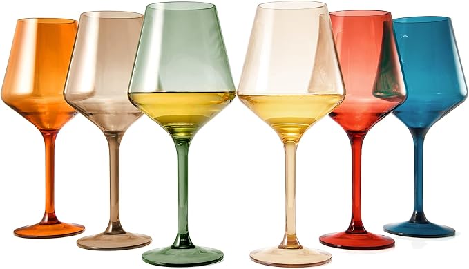 European Style Plastic Crystal, Stemmed Wine Glasses | Set of 6 | Acrylic by TheWineSavant