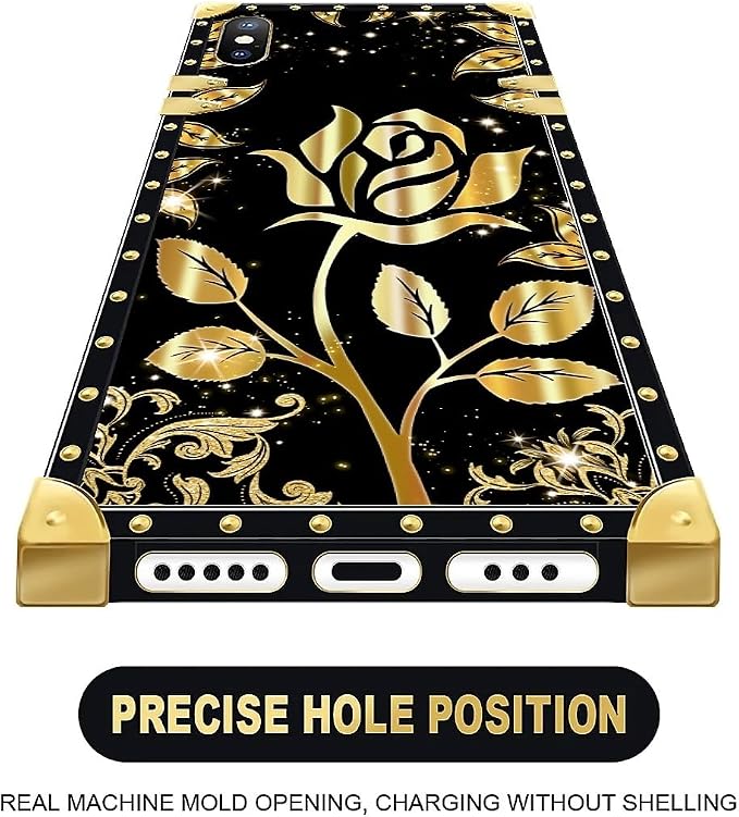 Compatible with iPhone Xs Max Case, Shine Gold Rose Luxury Golden Decoration - Image 5