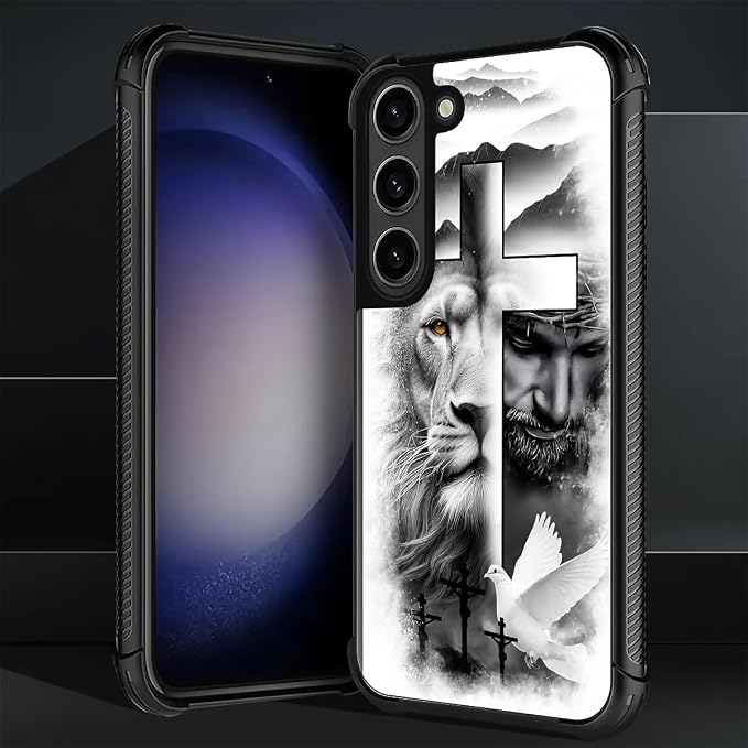 for Samsung Galaxy S23 Case, Lion Cross Jesus Christ Dove Pattern Graphic - Image 2