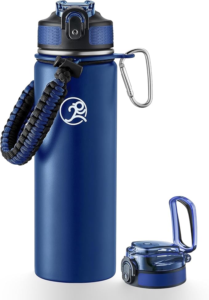 GOSWAG Insulated Sports Water Bottle, 24oz 2 Lids, Stainless Steel Water Bottles by GOSWAG