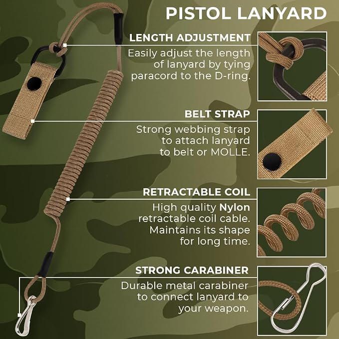 TECEUM Tactical Pistol Lanyard – 3+ Colors – Equipment Accessories - Image 2