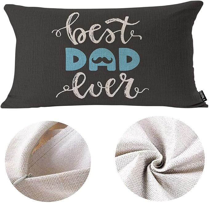 EKOBLA Happy Father's Day Lumbar Pillow Cases Best Dad Ever Mustache Beard - Image 6