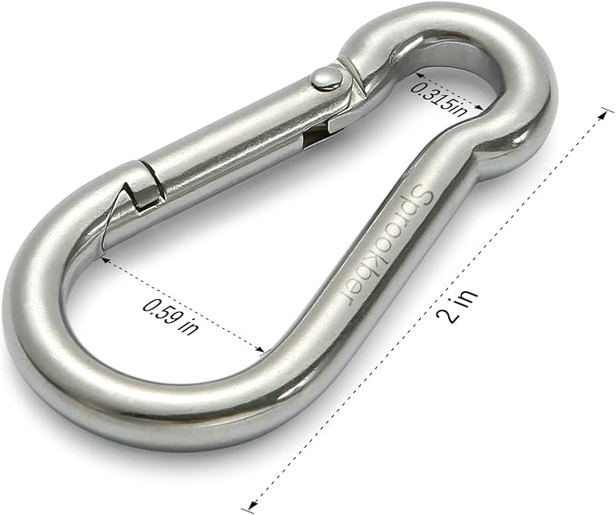 sprookber Stainless Steel Carabiner Spring Snap Hook - Image 2
