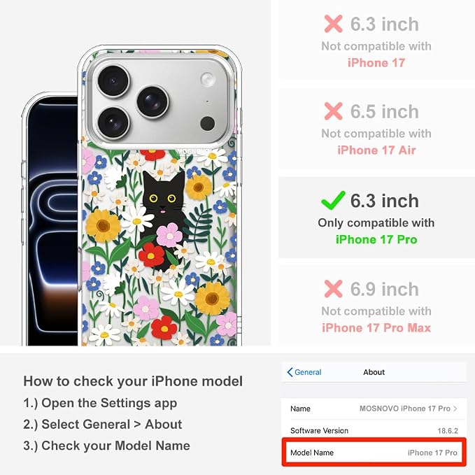 MOSNOVO for iPhone 17 Pro Case | Military Grade 6.6ft Drop Tested | Camera - Image 2