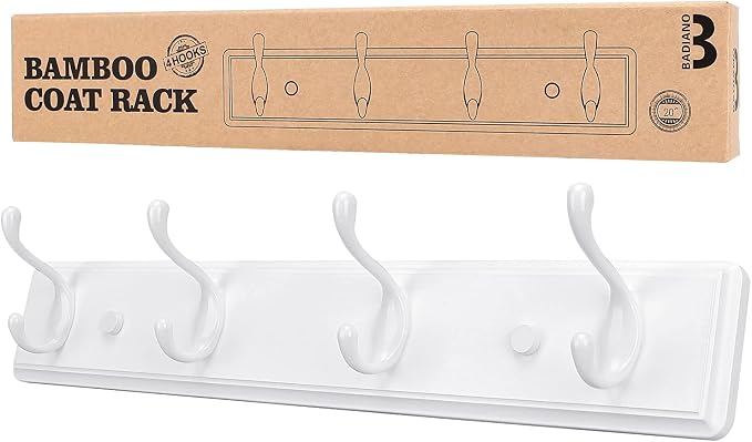 Badiano Wooden Coat Rack, Wall-Mounted Organizer by BADIANO