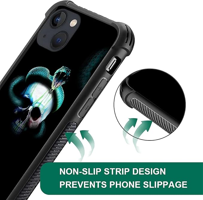 for iPhone 13 Case, Skeleton Winding Snake Pattern Graphic Design Girl Boy Soft - Image 4