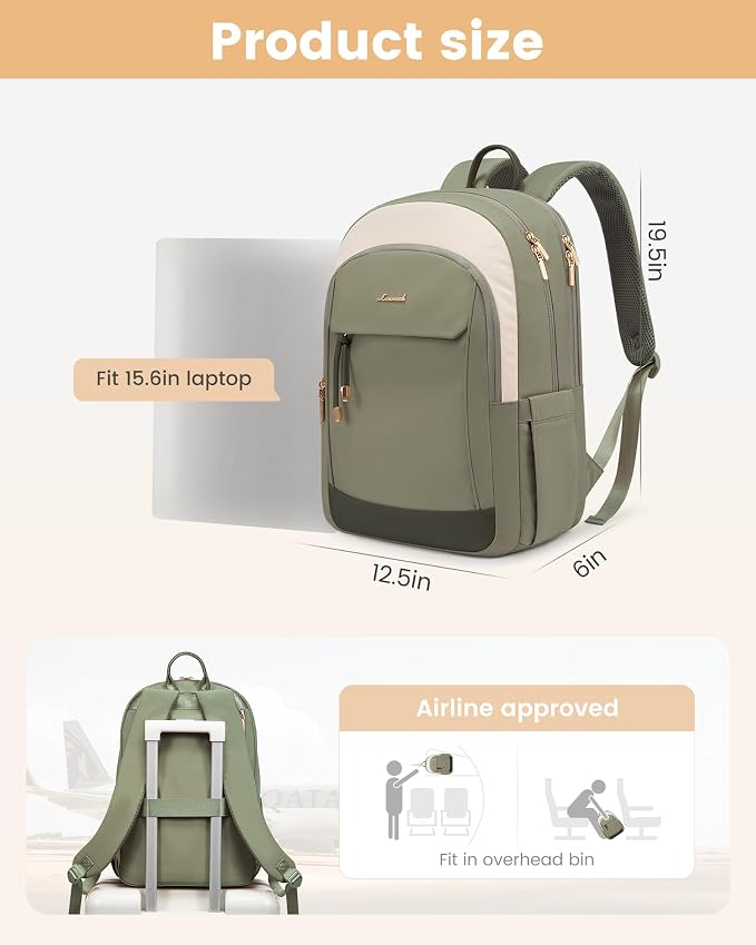 LOVEVOOK Laptop Backpack for Women, 15.6 inch Waterproof College Backpack Woman - Image 3