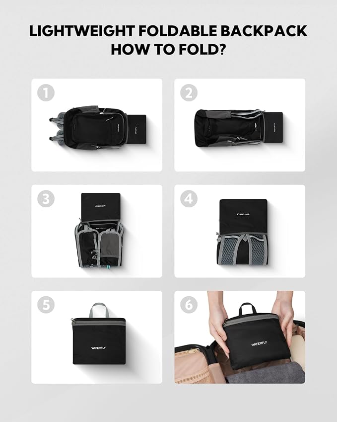 WATERFLY Packable Lightweight Small Backpack: 15L Foldable Mini Hiking Daypack - Image 5