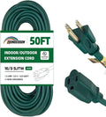 50FT Outdoor Extension Cord-16/3 SJTW Durable Green Extension Cable by HONDERSON