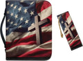 Large Bible Cover Case for Women Men American Flag and Cross PU Leather Bible by Unknown