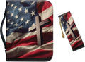 Small Bible Cover Case for Women Men American Flag and Cross PU Leather Bible by Unknown