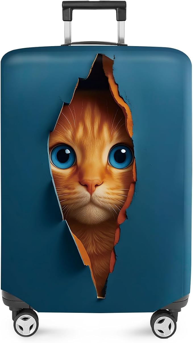 ANNA QUEEN 3D Cat Face Luggage Cover, Cute Peek Cat Suitcase Protector by ANNAQUEEN