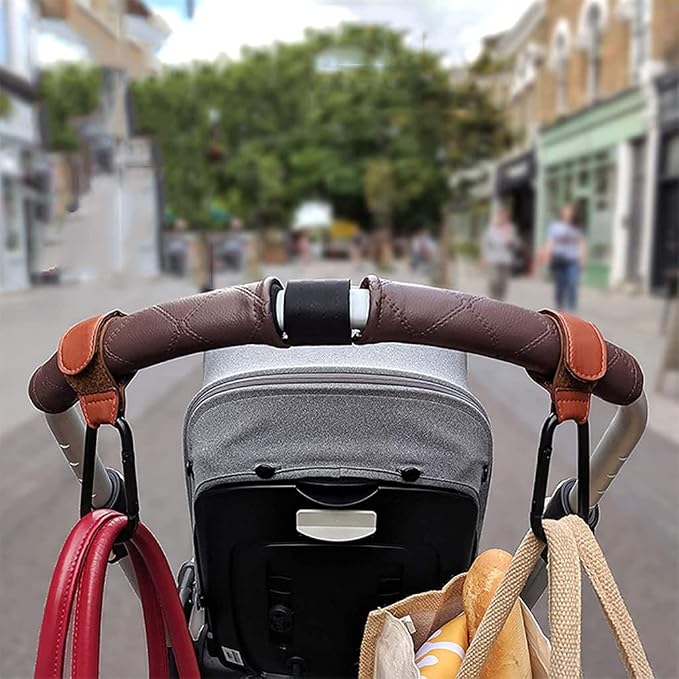 Portable Stroller Hooks Adjustable PU Leather Multi-Purpose Clip Your Purse - Image 2