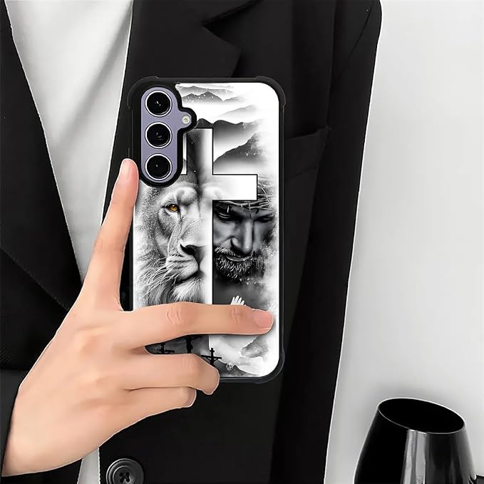 for Samsung Galaxy S24 S25 Case, Lion Cross Jesus Christ Dove Pattern Graphic - Image 7