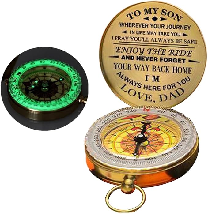 Luminous Compass Dad to Son Enjoy The Ride Compass Camping Outdoor Hiking by Unknown